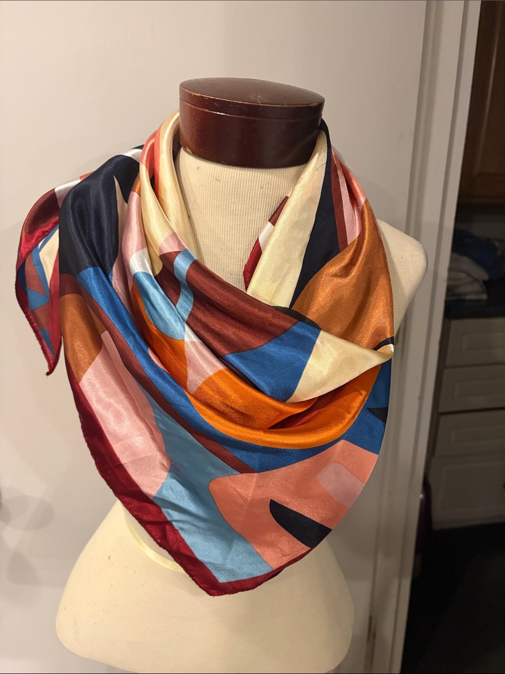 Bold floral silky scarf multicolor